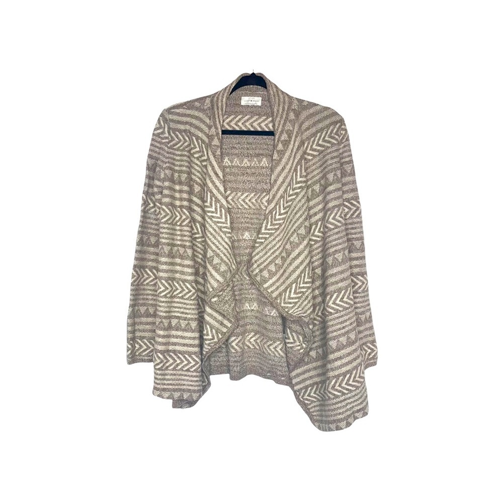 LUCKY BRAND Aztec Drape Front Open Cardigan Sweater M